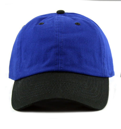 USA Made Black-Royal Blue Brushed Self Strap Dad Cap